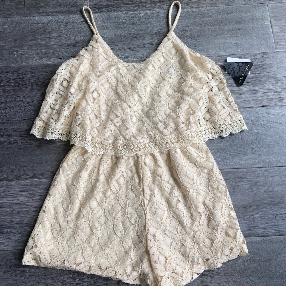 Cream Lace Romper